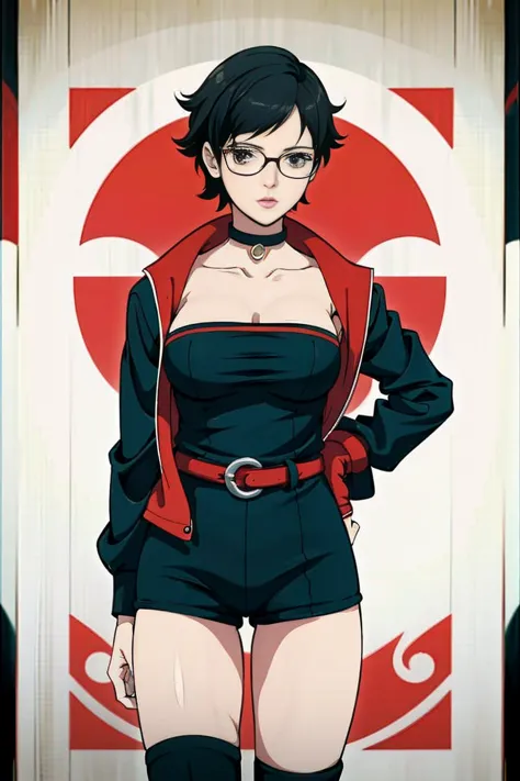 anime girl in a short dress and glasses with a red cape, persona 5 art style wlop, style artgerm, extremely detailed artgerm, ! ...