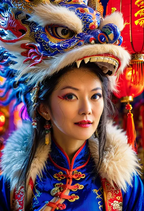 realistic photography, outdoor, phase one xf iq4 150mp, contemporary female lycanthrope, wearing traditional chinese garb and a ...