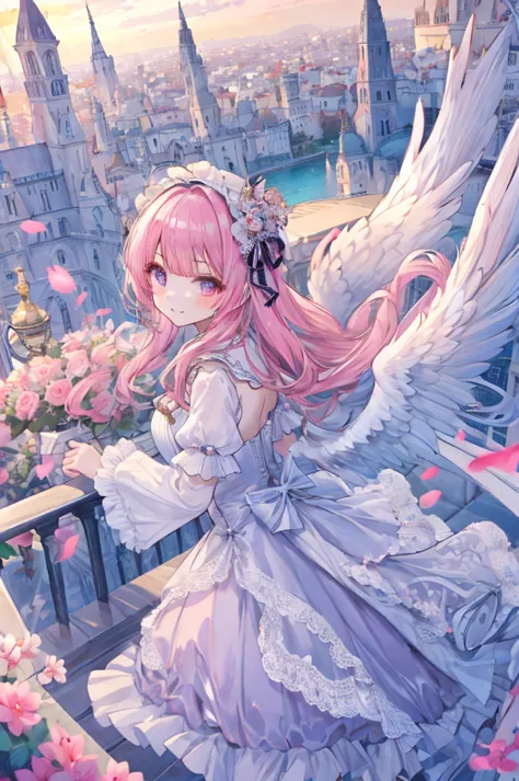 ideal beautiful girl、archangel、smile、very cute pink lolita dress