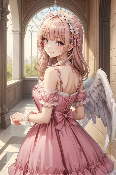 ideal beautiful girl、archangel、smile、very cute pink lolita dress