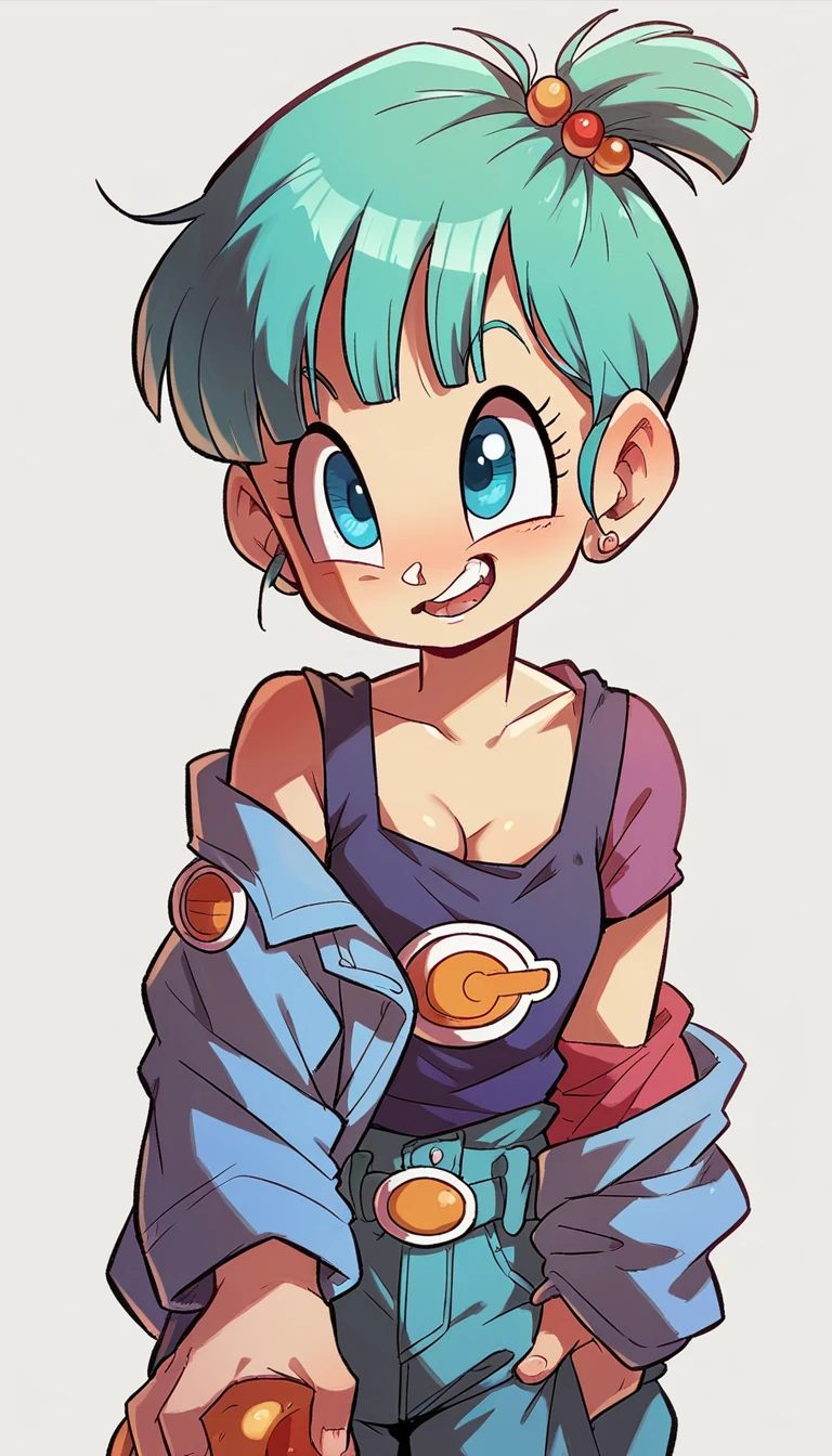 Imagine Bulma as a young girl from the Dragon Ball anime - SeaArt AI