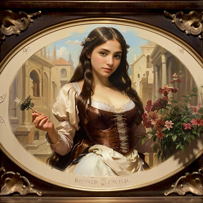 Arafiertes Bild einer Frau, 8k HD detailliertes Ölgemälde., im Renaissance-Stil, Klassizismus Ölgemälde, Platzhalterbild für Renato Muccillo, Malerei im Renaissance-Stil, im Renaissance-Stil, eugene de bladder, by Eduard von Grützner, Renaissance-Ölgemälde, digitale Malerei der Renaissance, by Rudolf von Alt, von Jens Juel