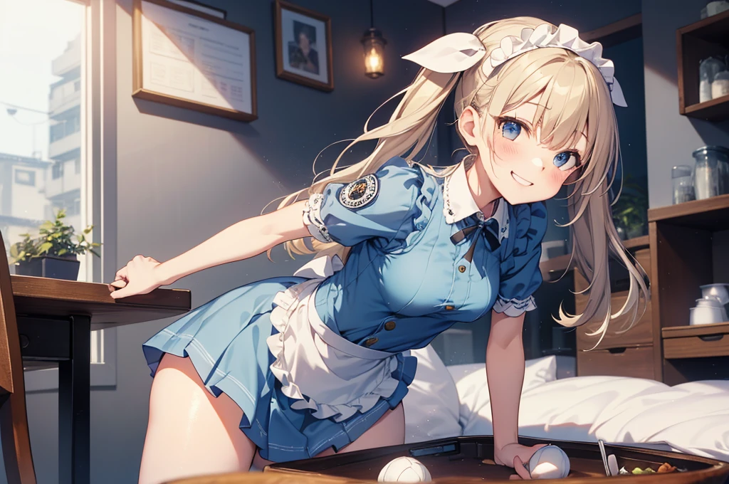 nswf,(Tabletop, Highest quality:1.2), Cowboy Shot, alone, One Girl, Kaho Hyuga, smile, View your viewers, Holding Tray, Twin tails, Head scarf, Maid, Frills, Blue Shirt, Waist apron, puffy short sleeve, Blue Skirt, Thighs Thighs Thighs Thighs, White glow, One Girl, Sex, On the bed, throw, , Mission Grab, Missionaries, Tabletop, Highest quality,Mission Grab,Doggie Grab,kawashiro nitori２０Old Man、((hetero))、intercourse with a man、doggystyle 、clothed sex,,A man grabs a woman&#39;s buttocks from behind、For men, only the body is drawn