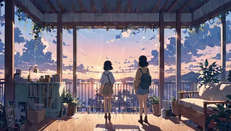 (masterpiece:1.2), (lofi anime aesthetic), (best quality), estilo anime ((makoto shinkai)), makoto shinkai&#9, background anime ...