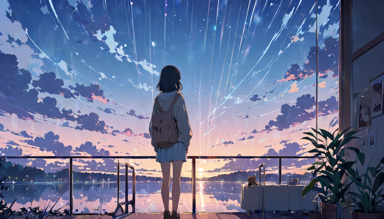 (Masterpiece:1.5), (Lofi anime Aesthetic), (best quality:1.5), anime style (([makoto shinkai])), makoto shinkai&#9, background anime full hd, conceptual artwork, tumblr, magical realism, cute anime, anime full hd, (anime movie backgrounds), Ultra range of scene details, Beautiful