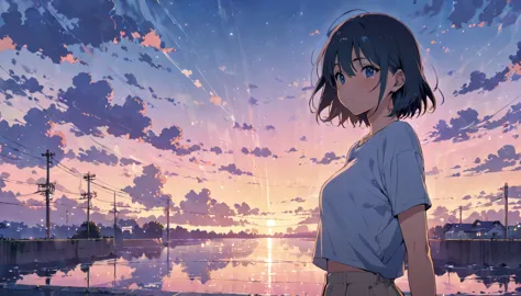 (masterpiece:1.5), (lofi anime aesthetic), (best quality:1.5), anime style (([makoto shinkai])), makoto shinkai&#9, background a...