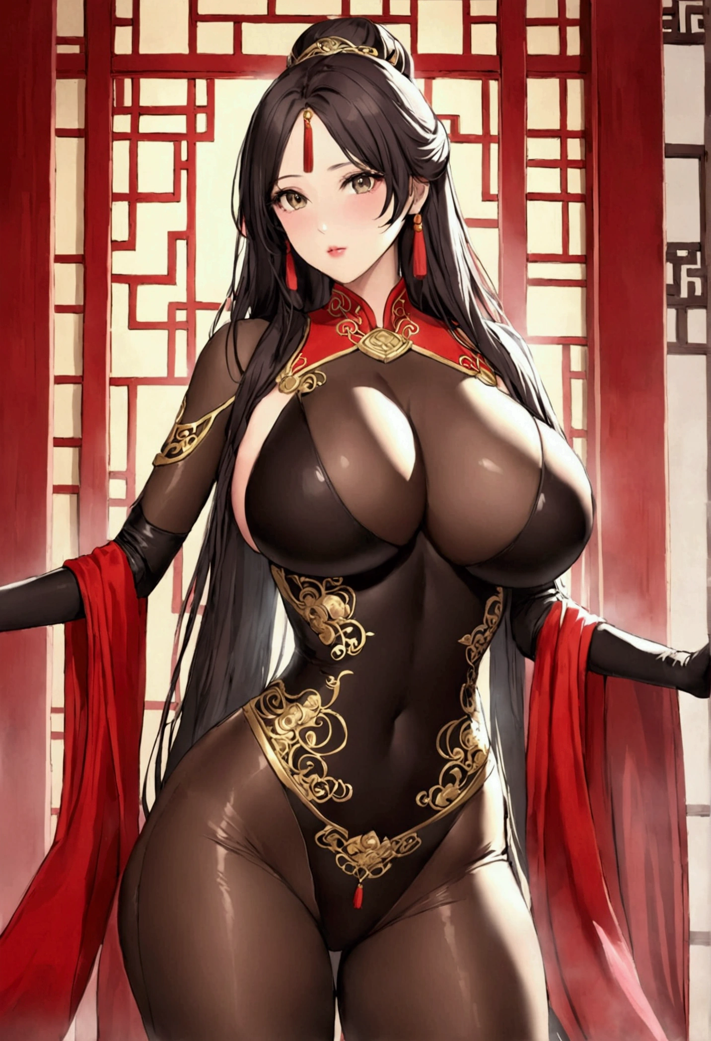 best quality masterpiece extremely detailed highres huge breasts Bodysuit wuxia