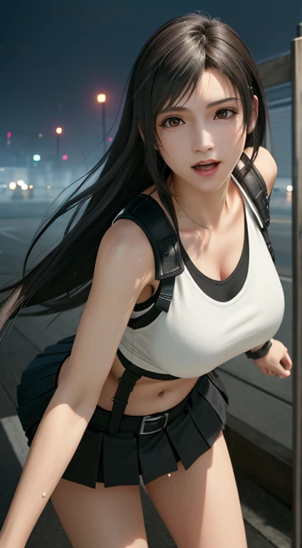 (top quality, masterpiece: 1.1), (realistic: 1.3), break (((ff7,tifa_lockhart))),(tifa_lockhart and monsters), (open mouth, clen...