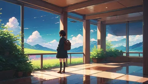 (masterpiece:1.5), (lofi anime aesthetic:1.9), (best quality:1.5), anime style (([makoto shinkai])), makoto shinkai&#9, backgrou...