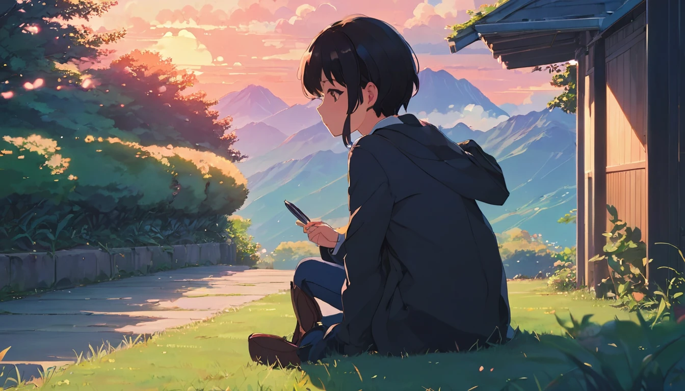 (Masterpiece:1.5), (Lofi anime Aesthetic:1.9), (best quality:1.5), anime style (([makoto shinkai])), makoto shinkai&#9, background anime full hd, conceptual artwork, tumblr, magical realism, cute anime, anime full hd, (anime movie backgrounds), Ultra range of scene details, Beautiful woman, long hair, beautiful and bright eyes, natural beauty body, (Lofi anime style), ((melhor qualidade)), ((obra de arte)), (detalhado), 1 garota, suéter ombro a ombro, lo-fi anime aesthetic, background beautiful, high quality