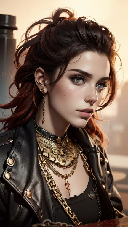 there is a sexy indian woman with a steam powered dark skin, with tall, royal look, street punk concept art, sexy full body view...