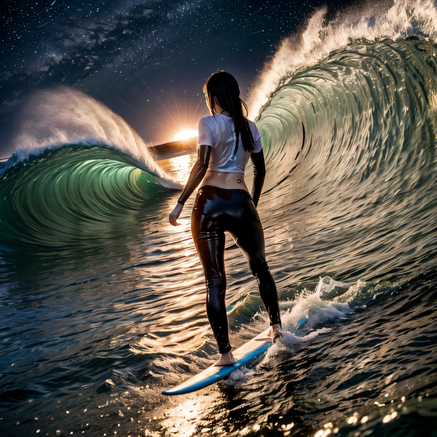 (ZoomedOut:1.28, Wide-shot) ZoomLayer (Epic photo of surfer magazine:1.37). (Full of Water, Everything Wetted:1.4) WetHair (extremely detailed Cute Girl)(SparklingHighlights:1.28), Dynamic Joyful Expressions LifeLike Rendering  . Overflowing Gigantic Sideboob (Clearly Visible Beautiful Breast to Buttocks Line) Tiny and Roundly Butt, Detailed wet clothing texture, (Sloppy Surfboard:-1.2) Riding on waves, Sparkling water, TyndallEffect(Starry Water Particles:1.32), {Wet T-shirt}, Whole Body proportions and all limbs are anatomically accurate