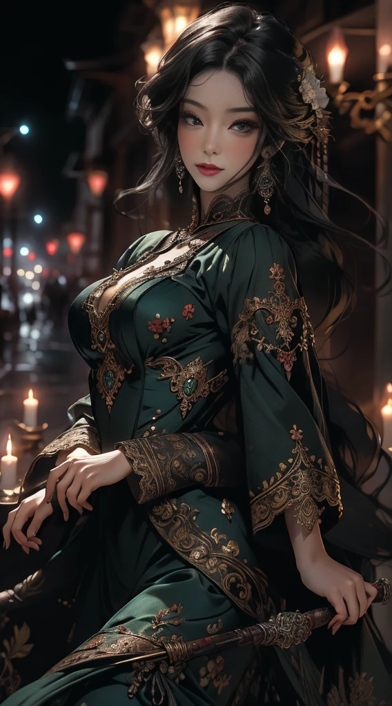 }(Masterpiece - Ultra-detailed, very high resolution) Prepare to be enchanted by a true masterpiece that combines ultra-detailed art with high-resolution rendering. MATURE +30. This work depicts a mesmerizing SOLO woman with long black hair (1.3) and captivating green eyes (1.2), emanating an aura of elegance and mystery in Victorian settings. EM PÉ. Andando com os pés no chão. SOLO. The intricate details and realistic textures invite you to explore every aspect of this enchanting composition. Woman wearing classic Victorian costume from the year 1878. Red lips.black dress. Walking, writing, lying down, standing, on your back, dynamic poses. Get ready to dive into a world where beauty and craftsmanship merge perfectly.Andando com os pés no chão. DRESSING BLACK CLOTHES, OLHAR PENETRANTE E SORRISO SEDUTOR