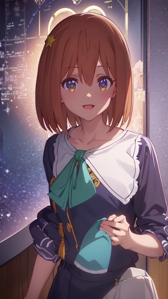 {Highest quality:1.5}, (masterpiece:1.3), Upper Body, High resolution, one person, one personの少女, アニメ_Coloring, clavicle, glistening, Sailor suit, Short sleeve_uniform, uniform, green_ribbon, Navy Blue_skirt, {looking at viewer:1.5}, (Beautiful attention to detail:1.6), flat chested, Highly detailed face, Highly detailed CG, (Perfect hands), Slender, smile, :d