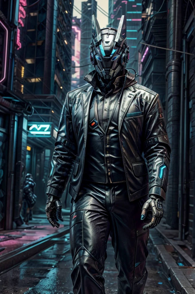 male, (muscular, full nude, only Glowing cyberpunk future helmet, business suit, casual suit,)  realistic,