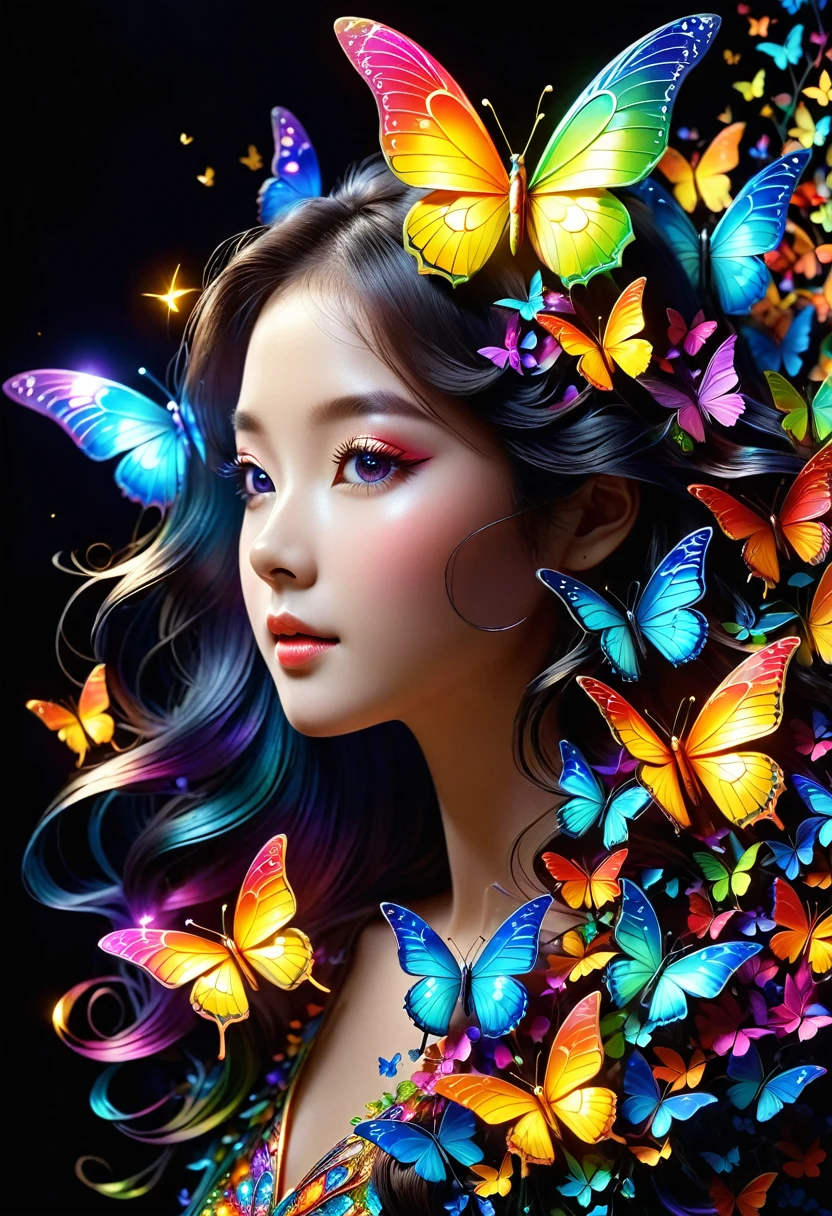 暗闇の中を羽ばたくmariposa々brillar、Hermoso como un sueño、Me tocó el corazón.,mariposa々:arcoíris:siete colores:Brillo:brillar,fondo oscuro,destello,とてもdestello,obra maestra,最高obra maestra,Mejor Papel,hermoso paisaje,excelente,優しくbrillarmariposa々,cortésmente,representación,Motor irreal,Elementos de Zentalg,detalles intrincados,cortésmente描く,cuidadoso,partículas de luz:闪闪Brillo的鳞片,mariposaの羽ばたきの軌跡がbrillar,rico y colorido,rich and rico y colorido,anatómicamente correcto,hermosa luz y sombra,misterio,fantasía,fantasía,el arte de las matemáticas