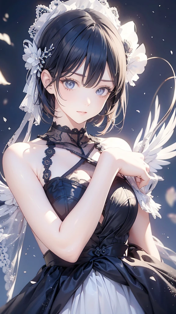 {masterpiece},{Highest quality},{One girl}, cute, wonderful, Beautiful attention to detail, Iris, short hair, Black Hair,In detail,Depth of written boundary,Highly detailed CG,original, Highly detailed wallpaper,Upper Body, View your viewers