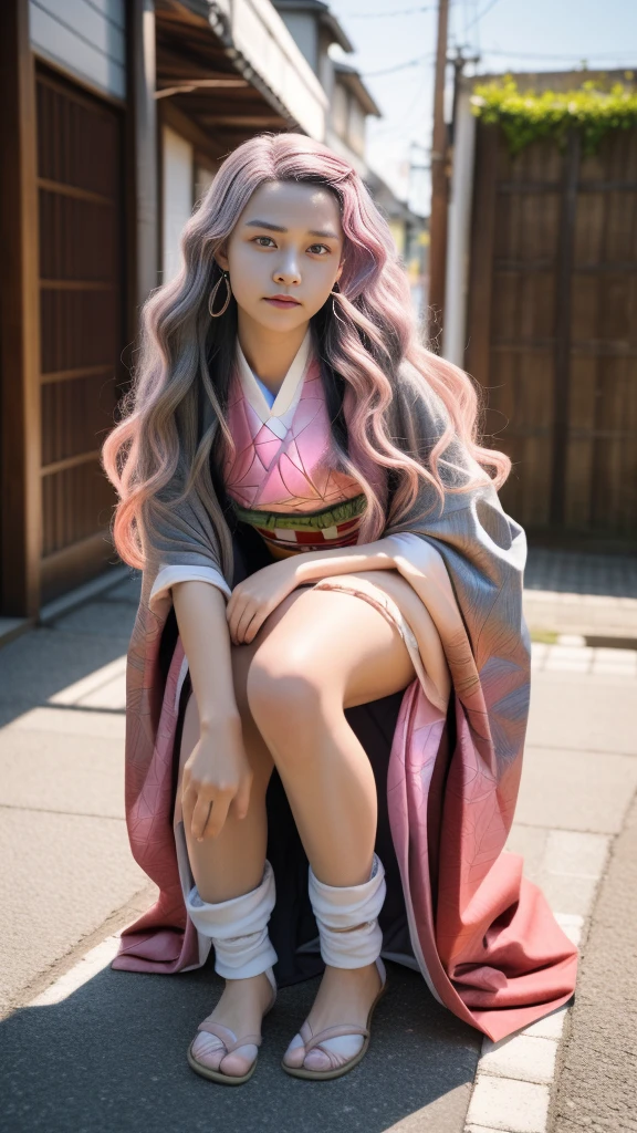 Cute Japanese woman, (16 years old), (Very cute face: 1.3), White and moisturized skin,
BREAK,
Fighter, Kung Fu fighter, Idol,
BREAK,
(Wearing cute kimono: 1.3), (Very revealing kimono), Very large earrings, Short length,
BREAK,
(Long hair), (Gray hair), (Wavy hair), (Gradient pink hair: 1.3), (Red hair at the ends),
BREAK,
(Realistic: 1.3), Masterpiece, Perfect lighting, (Ultra high resolution), (8K), (Very detailed: 1.4), (From the front), Looking at the camera, Melancholy expression, (Full body: 1.3),
BREAK,
(Japanese city streets: 1.2), (Great fire in the background),
BREAK,
(Demon Slayer: 1.4),
BREAK,
(Hellfire: 1.2), Demon,