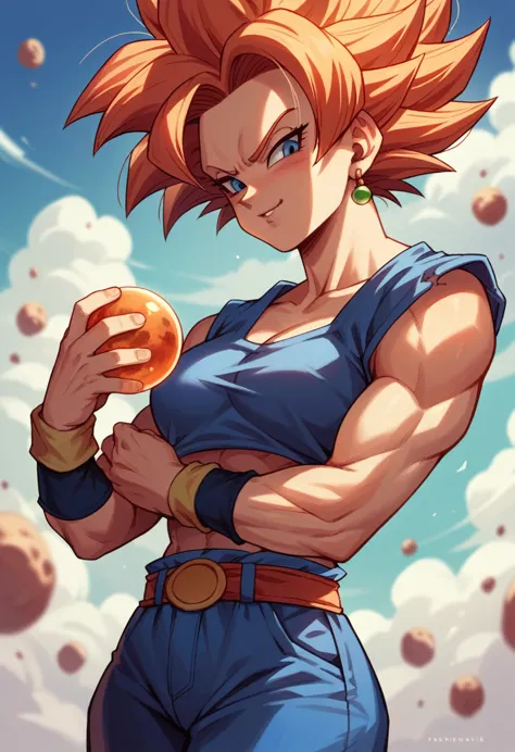 Who, detailed body, sexy, dragon ball z character, foreground, Girl, Goku&#39;wife, attractive body, great attributes 