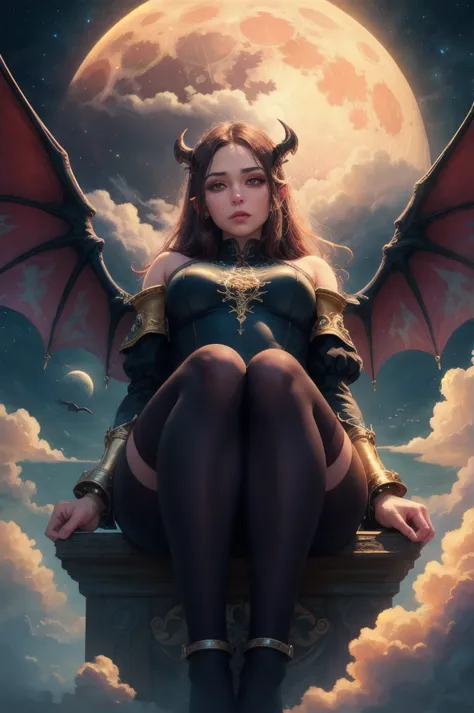 ((Best Quality)), ((masterpiece)), (detailed), together, ethereal beauty, perched on a cloud, (fantasy illustration:1.3), charmi...