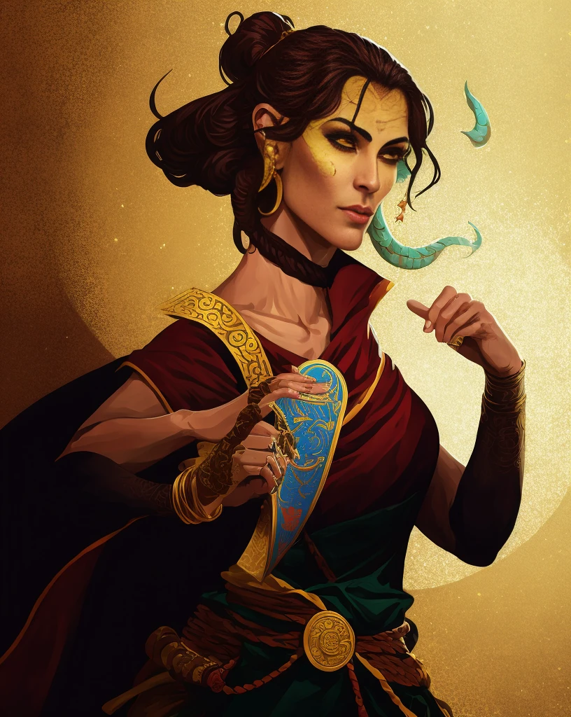 dnd portrait of female yuan ti, monk, martial artist, thief