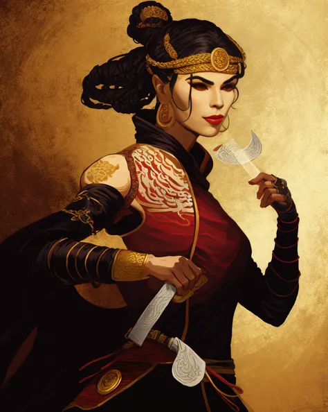 dnd portrait of female yuan ti, monk, martial artist, thief