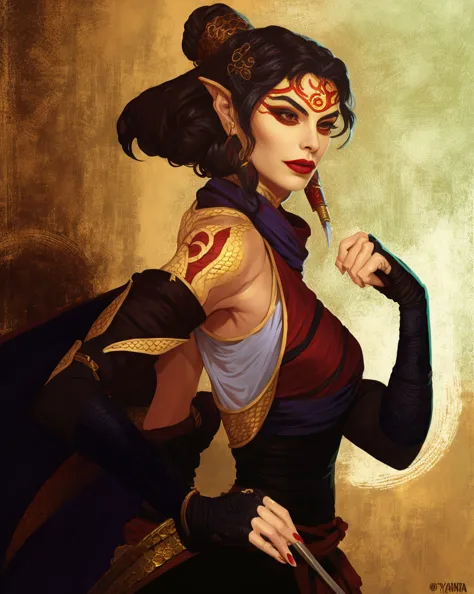 dnd portrait of female yuan ti, dnd portrait of snake woman, monk, martial artist, thief