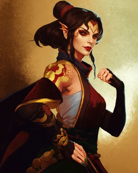 dnd portrait of female yuan ti, dnd portrait of snake woman, monk, martial artist, thief