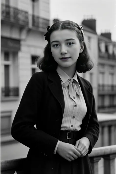 1940 years 、a parisian girl , 18 age, beautiful girl ,