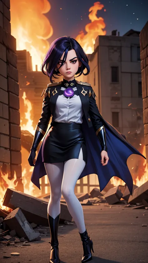 On the DC universe, the almighty hero girl (black and purple hair) its ready to fight on apocalyps, during the justice league wa...