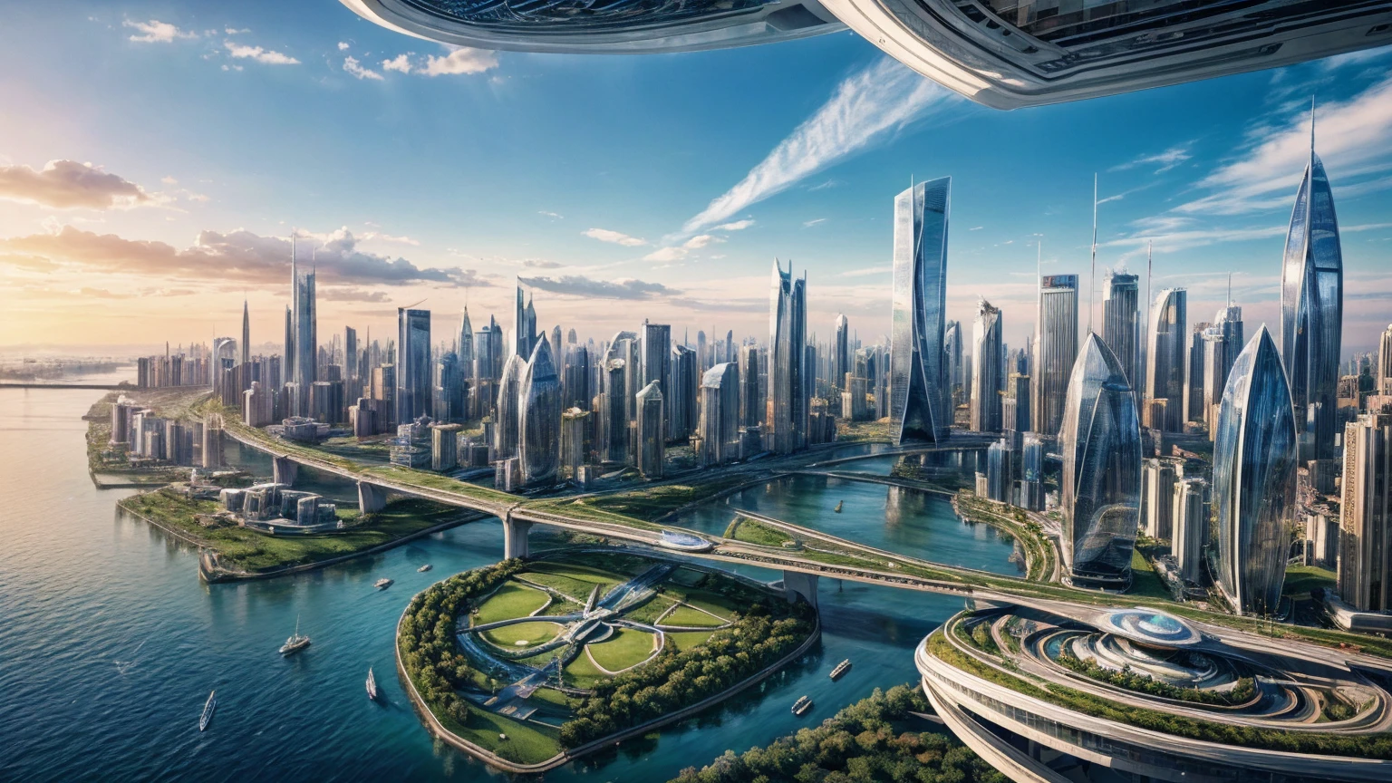 (Best quality,4K,8K,A high resolution,Masterpiece:1.2),Ultra-detailed,(Realistic,Photorealistic,photo-realistic:1.37),Futuristic floating city,Futuristic technology,Huge urban high-tech tablet platform,Airship,Floating in the sky,Futuristic city,Small airships around,High-tech hemispherical platform,Colorful lights,Advanced architecture,modernn architecture,skyscrapper,Access the cloud,Scenic beauty,view over city,Impressive design,Blend seamlessly with nature,energetic and vibrant atmosphere,Futuristic transportation system,Parking is suspended,Transparent path,Lush greenery,Sky gardens,cascading waterfalls,Magnificent skyline,reflections on the water,Sparkling river,Architectural innovation,futuristic skyscrapers,Transparent dome,The shape of the building is unusual,Elevated walkway,Impressive skyline,Glowing lights,Futuristic technology,Minimalist design,Scenic spots,Panoramic view,Cloud Piercing Tower,Vibrant colors,epic sunrise,epic sunset,Dazzling light display,magical ambiance,The future city,Urban Utopia,LuxuryLifestyle,Innovative energy,sustainable development,Smart city technology,Advanced infrastructure,Tranquil atmosphere,Nature and technology live in harmony,Awesome cityscape,Unprecedented urban planning,Architecture connects seamlessly with nature,High-tech metropolis,A cutting-edge engineering marvel,The future of urban living,Visionary architectural concept,Energy-efficient buildings,Harmony with the environment,A city floating above the clouds,Utopian dreams become reality,The possibilities are endless,State-of-the-art transportation network,Green energy integration,Innovative materials,Impressive holographic display,Advanced communication system,Breathtaking aerial view,Quiet and peaceful environment,Modernist aesthetics,Ethereal beauty