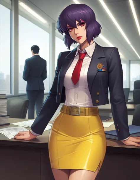 score_9, score_8_up, score_7_up, score_6_up, score_5_up, score_4_up,
kusanagi motoko, military, military uniform, red tie, yello...