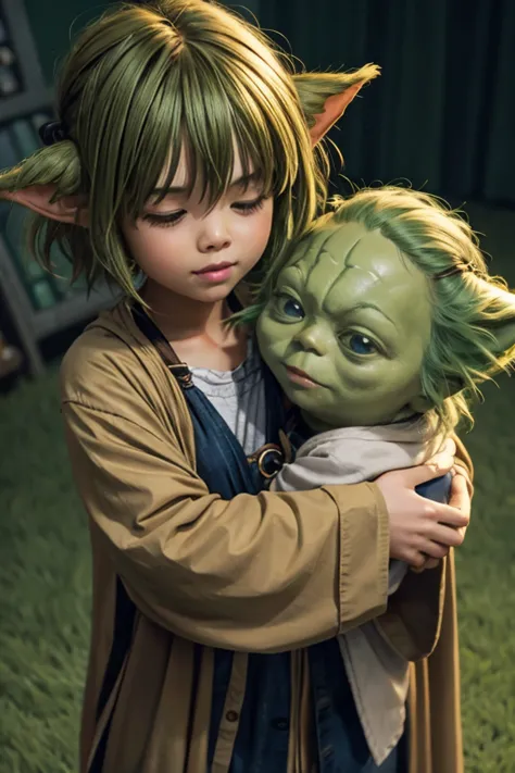 short yoda with a full head of shaggy thick hair