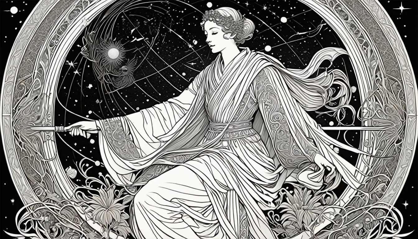 Galactic traveler, Ornate and Intricate, decorative, highly detailed, elaborate, ornate, intricate, martin ansin and walter crane, 