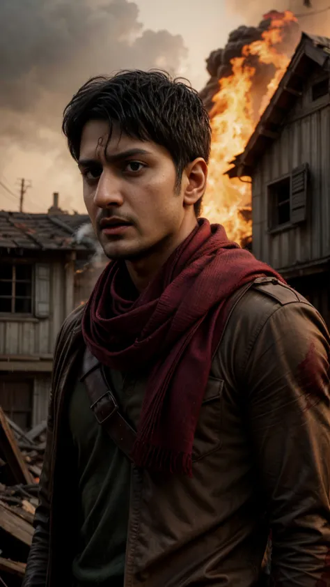 (masterpiece), (hyper realistic), indian actor mahesh babu with beard as a character from attack on titan, survey corps uniform,...