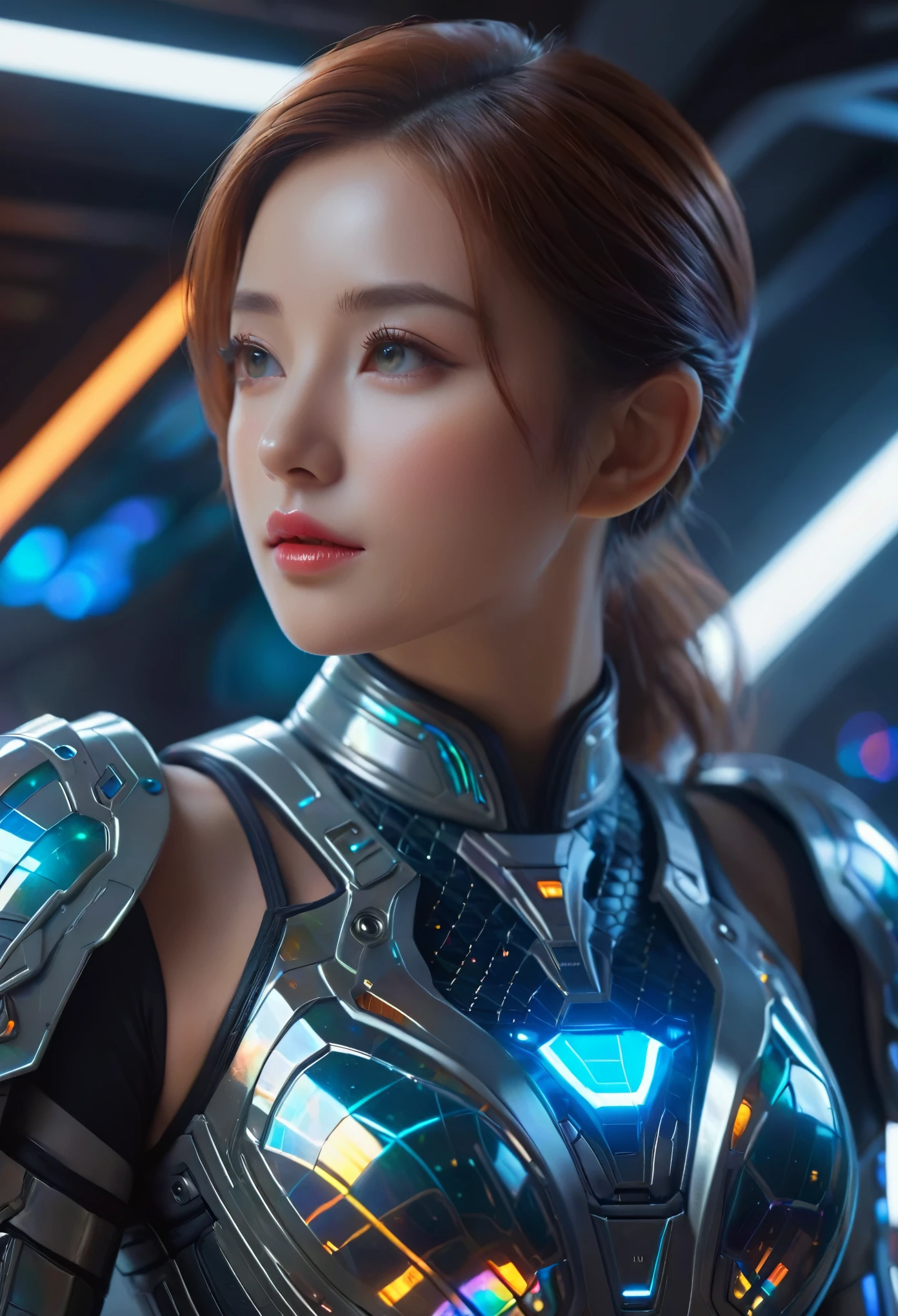 (best quality,4k,highres,masterpiece:1.2),ultra-detailed,(realistic,photorealistic:1.37), 1girl, (sci-fi futuristic transparent armor:1.4), sexy, expressive, ral-opal, on a spaceship, cameltoe, beautiful detailed eyes, beautiful detailed lips, extremely detailed face and eyes, long eyelashes, hkstyle, hair updo, , HDR, UHD, studio lighting, ultra-fine painting, sharp focus, physically-based rendering, extreme detail description, professional, vivid colors, bokeh, sci-fi, concept art