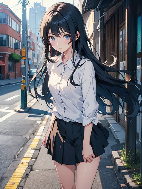 long hair动漫女孩, cute girl anime visual, anime cute art style, animated visual of a young woman, attractive anime girl, smooth ani...