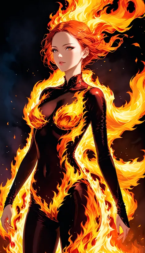 A woman in the shape of flame