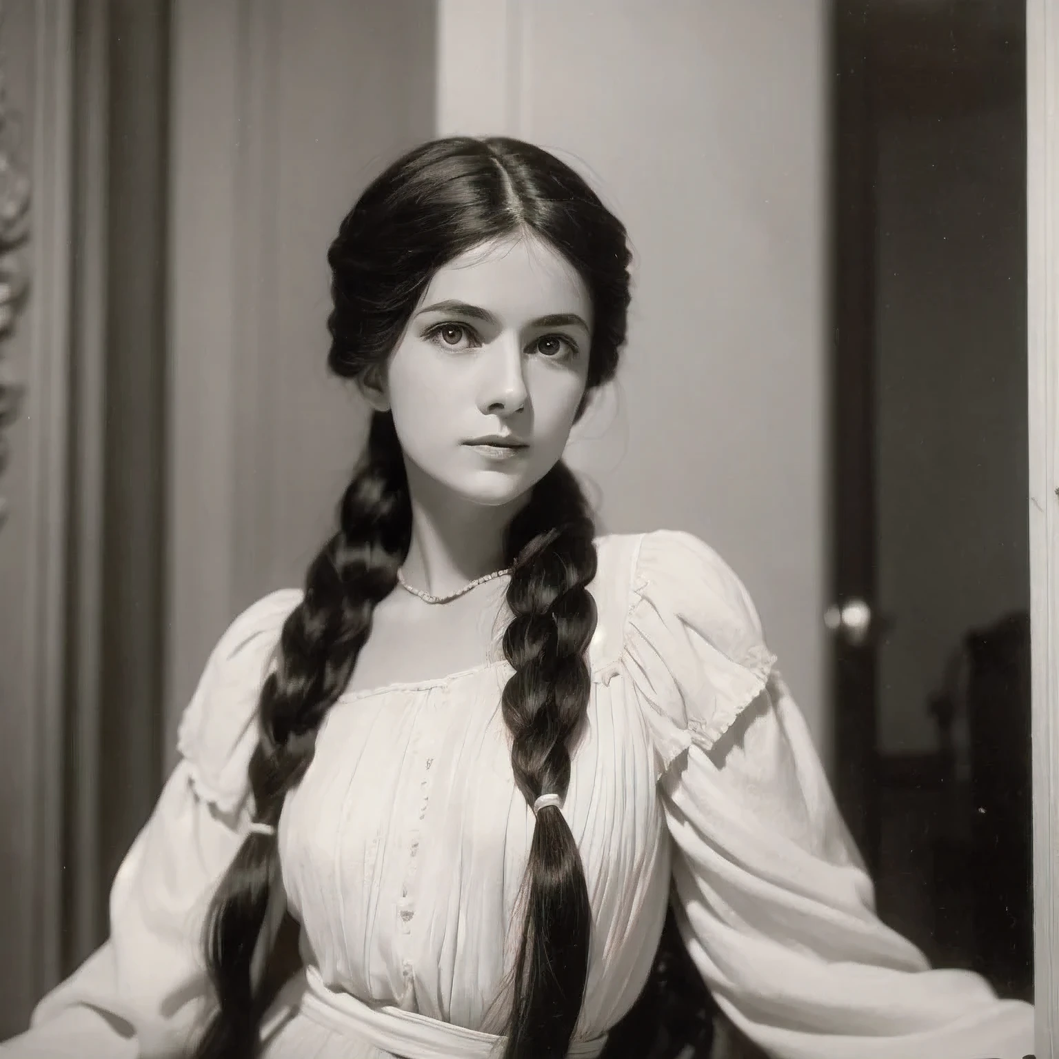 arafed photo of a woman with a braid in her hair, in her early 20s, maria fortuny, marianne collins, nadezhda tikhomirova, photo of young woman, leonora karrington, maria panfilova, anna kovalevskaya, anastasia ovchinnikova, lola dupre, e. h. beatrice blue