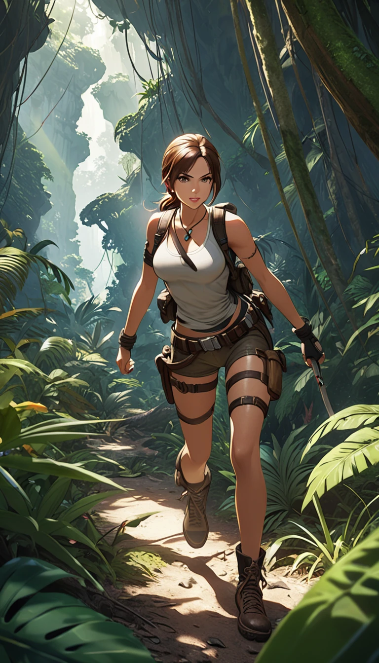 (Lara Croft),jungle,Jungle exploration,detailed