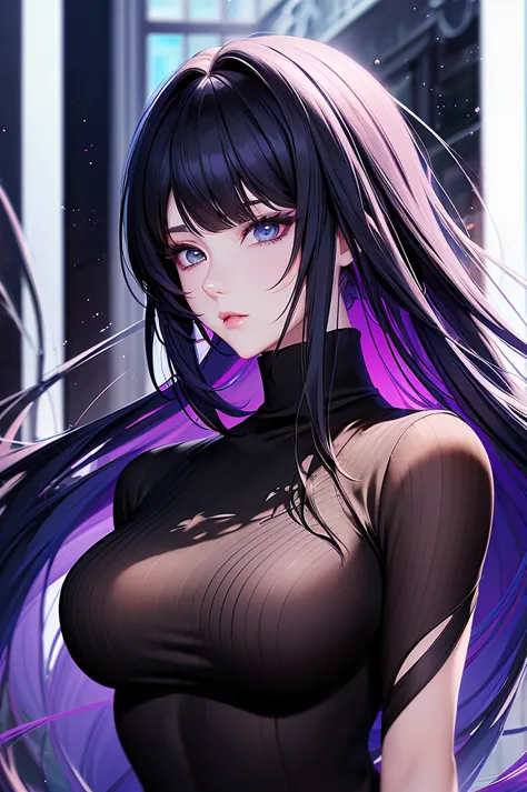 anime - style image of a woman with a black turtle neck top, a character portrait inspired by yanjun cheng, pixiv, digital art, ...