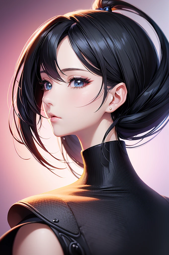 anime - style image of a woman with a black turtle neck top, digital anime illustration, beautiful anime portrait, detailed portrait of anime girl, anime style portrait, stunning anime face portrait, detailed anime soft face, smooth anime cg art, portrait anime girl, artwork in the style of guweiz, soft anime illustration, clean detailed anime style, high quality portrait