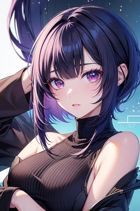 anime - style image of a woman with a black turtle neck top, a character portrait inspired by yanjun cheng, pixiv, digital art, ...