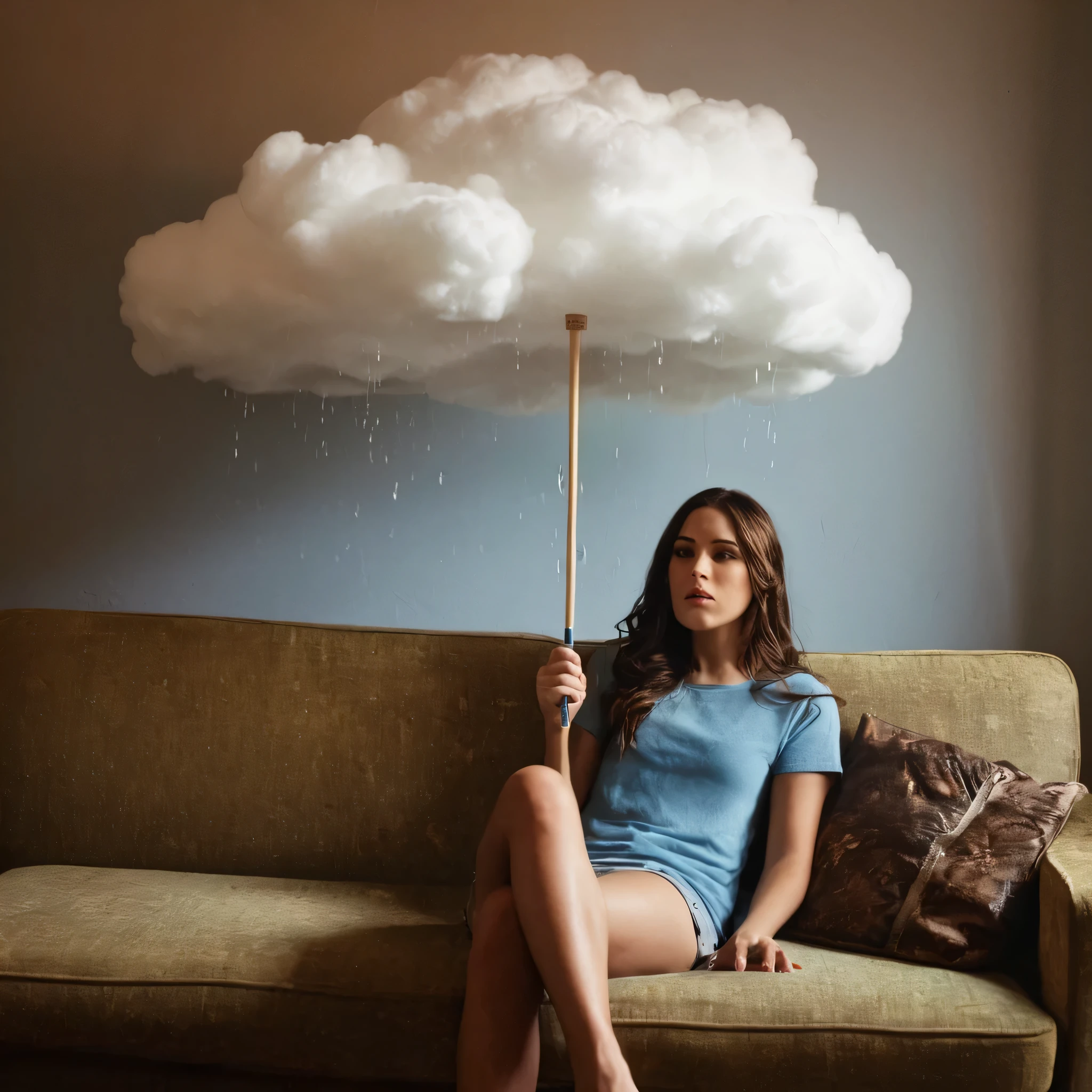 電影 film still of  Juxtaposition of a woman 坐 on a 长椅 holding an 伞 with foamy cloud 雨 above,1女孩,独自的,长发 深褐色头发,坐,在室内,窗户,伞,长椅,雨,实际的,废墟 Juxtaposition,艺术的,摄影,戏剧性的灯光,戏剧性的阴影光,对比,饱和色,電影,电影的,摄影,实际的,现实主义,完美的ion,完美的,并列,对面的,不同的东西,并排,合一,对立,并置风格,废墟 , 有创造力的, photo现实主义, hyper现实主义, Fine art 摄影 style, Fine art 電影 摄影 style, 浅景深, 小插图, 非常详细, 高预算, 散景, 宽银幕电影, 喜怒无常, 史诗, 华丽的, film g雨, g雨y