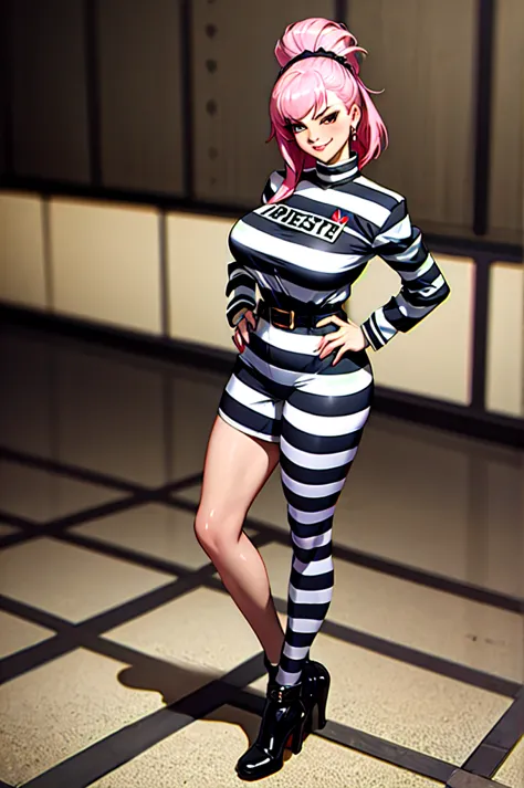 ((Masterpiece, best quality)),detailed beautiful face, edgQuality,smirk,smug,bimbo glossy,full body,
edgHJ,striped clothing, a w...