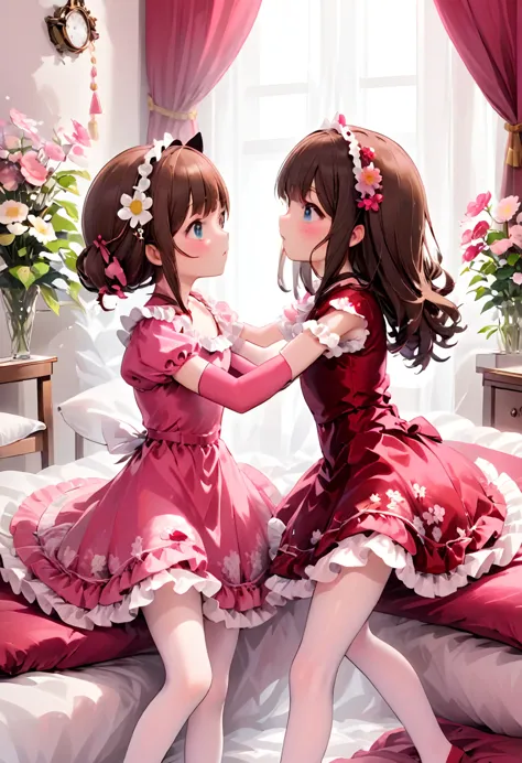 (Style-Princess) (1 man, 1 catgirl) (hetero, couple) (crossdressing, fully clothed) (brown hair, blue eyes) (portrait) (women's ...