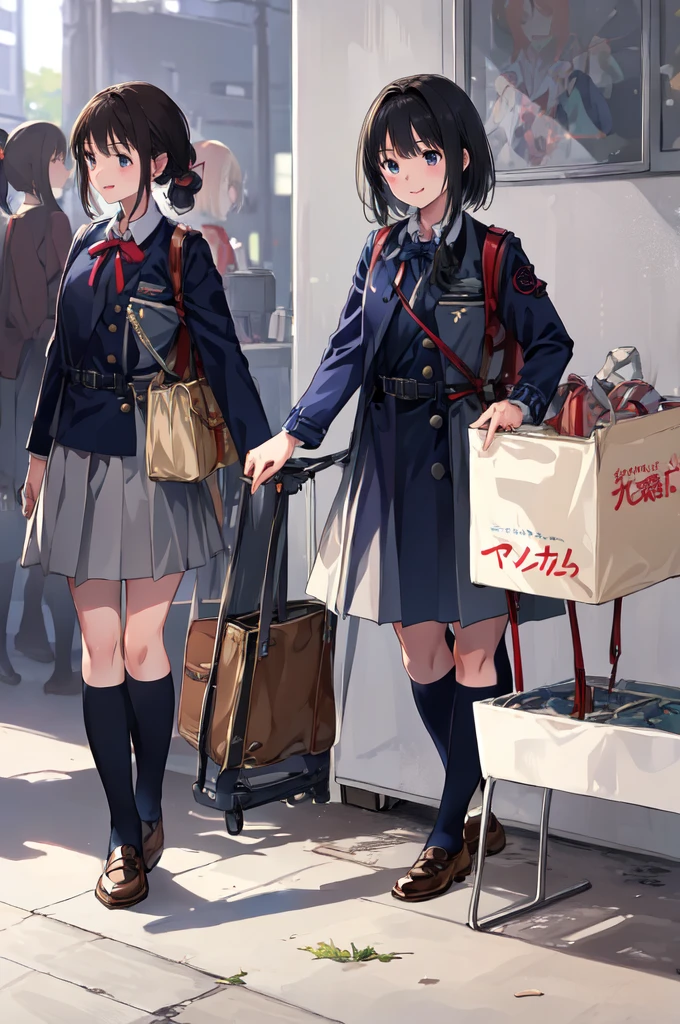 (masterpiece:1.2), best quality,pixiv,Chisato and Takina,
2girls,uniform,
