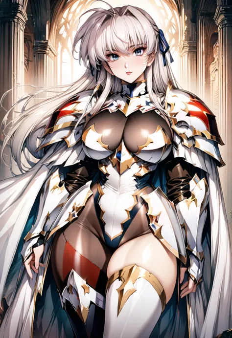 ((highest quality)), ((masterpiece)), ((hyperrealistic)), (detailed background), 1girl, ((curvy: 1.2)), perfect face, langrisser...