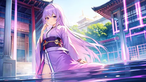 woman　clear　Light purple hair　　kimono　　Anime Style　　Work Abroad
