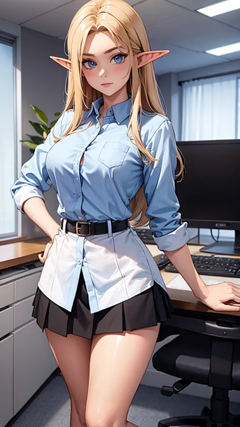 20 year old girl, office miniskirt, elf&#39;s ears, naked